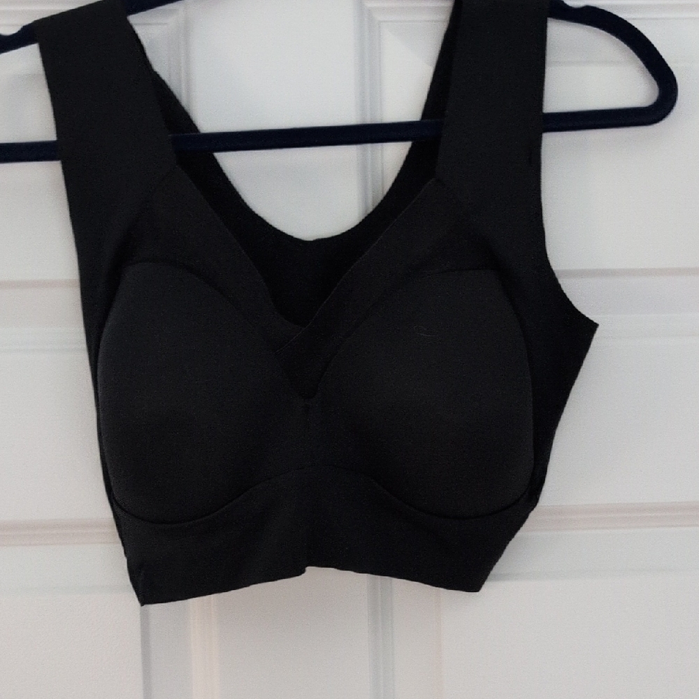 Black Wireless Padded Comfort Bra with Wide Straps